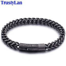 Bangle Drop 6MM Link Chain Bracelet Men Cool Black Stainless Steel Friendship Mens Bracelets For Man Vintage On Hand Jewellery 220831