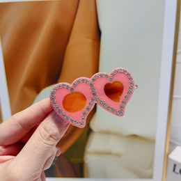 Brand new Two loves hair card side clip star with peach heart with diamonds Pins acrylic material senior sense jp897