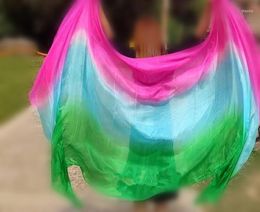 Stage Wear Wholesale Professional Silk Veils Belly Dancer Hand Thrown Scarf Shawl Royal Blue Purple Pink Gradient Color