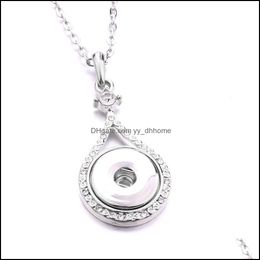Pendant Necklaces Noosa Snap Button Pendant Necklace Waterdrop Crystal Chunks Simple Sier Color Fit 18Mm Buttons Diy Jewelry Drop Del Dh3Au