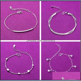Anklets Anklets Ankle Bracelets 9 Styles 925 Sier Sterling Anklet Jewelry With Star Ball Flower Pendant Drop Delivery 2021 Sexyhanz Dhn2T
