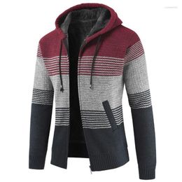 Men's Jackets Men's Jacket Men Long Sleeve Hoodie Casual Loose Striped Pocket Zip Front Cardigan Sports Manteau Femme Hiver 2022 Xmas