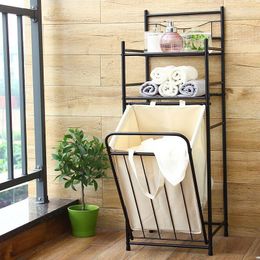 Laundry Bags Est Household Iron Folding Basket With Storage Rack Bathroom Shelf