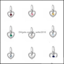 Charms 925 Sterling Sier 12 Months Beaded Heart Dangle Fit Pandora Bracelet Necklace Pendant Charm Diy Jewellery 489 H1 Dr Dhseller2010 Dhnig