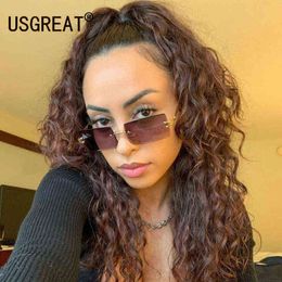 Sunglasses 2022 Retro Sunglasses Women Brand Designer Fashion Rimless Gradient Sun Glasses Shades Cutting Lens Ladies Frameless Eyeglasses T220831