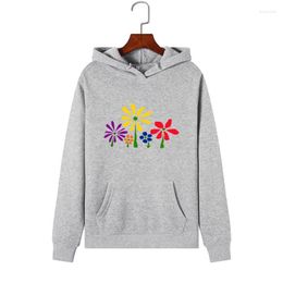 Women's Hoodies Women Floral Print Retro Autumn Harajuku Korean Aesthetic Hoddies Winter Warm Flower Sweatshirt