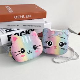 Cartoon Cat Children's Accessories Crossbody Bag Boys Kids PU Leather Coin Purse Handbags Colourful Baby Girls Mini Shoulder Bags