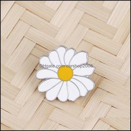 Pins Brooches Cute Metal Badge White Daisy Flower Spring Time Easter Enamel Lapel Pin Brooches Women Girls Children 638 T2 Drop Deli Dhtol