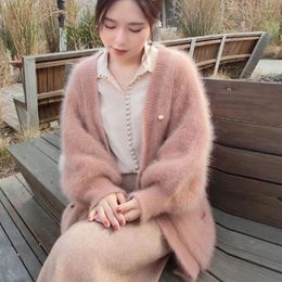 Women's Knits Women's & Tees Elegant Autumn Winter Mink Cashmere Women Sweaters Coat Oversized Loose Batwing Sleeve Mohair Thicked Soft
