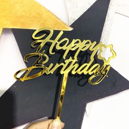 Festive Supplies Baby Shower Gold Star Happy Birthday Acrylic Cake Topper Baking Decorations For Party