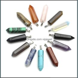 Charms Hexagonal Natural Quartz Stone Pendants Diy Necklace Women Men Pendum Chakra Agata Opal Rose Stones Charms Jewelr Dhseller2010 Dhxie