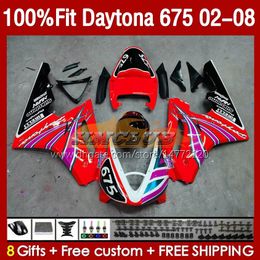 Injection Mould Fairings For Daytona 675 R CC 675R 02 03 04 05 06 07 08 Kit 148No.125 675CC 2002-2008 Daytona675 2002 2003 2004 2005 2006 2007 2008 OEM Fairing glossy red