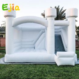 For Party Activities Durable Pvc Commercial White Bounce Castle With Slide Combo Inflatable Jumping House Tent With Air Blower Outdoor