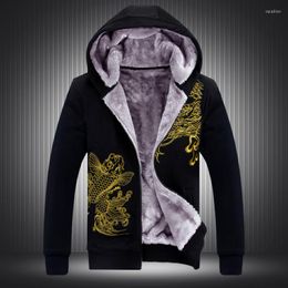 fish velvet NZ - Men's Jackets Embroidered Yellow Dragon Fish Pattern Fashion Luxury Jacket Men Winter 2022 Quality Plus Velvet Thick Mens And Coats