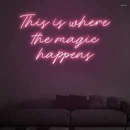 Party Supplies "This Is Where The Magic " Neon Sign Custom Light Led Pink Home Room Wall Decoration Ins Shop Decor