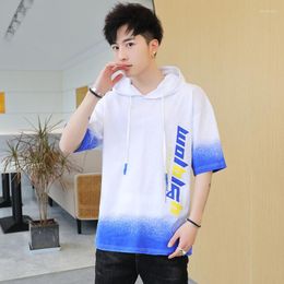 Men's T Shirts Summer 2022 Trend Printing Hooded Cotton Short-Sleeved T-Shirts Streetwear Tops Plus Size M-4XL Tees For Youth Clothing