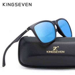 Sunglasses KINGSEVEN DESIGN Men Polarised Square Sunglasses Fashion Male Eyewear Aluminium Legs % UV Protection N7536 T220831