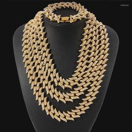Chains Hip Hop Men's Thorns Cuban Chain Necklace Full Rhinestone Rock Charm Gold Silver Color For Men Women Choker