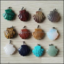 Charms Carved Flower Shape Assorted Natural Stone Charms Crystal Pendants For Necklace Accessories Jewellery Making Drop Delivery 2021 Dhhmj