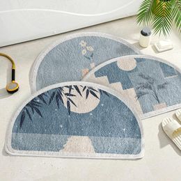 Carpets Non-Slip Bath Mat Absorbent Bathroom Carpet Plush Floor Mats Tiger Pattern Doormat Balcony Porch Area Rugs Oval