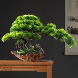 Decorative Flowers Simulation Welcome Pine Ornaments Green Plant Chinese El Living Room Porch Indoor Fake Arhat Tree Cypress Bonsai