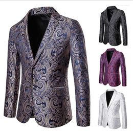 Men's Suits Autumn Men Blazer Masculino Slim Fit Casaco Jaqueta Masculina Casual Big Cashew Flower Coats Mens Jacket