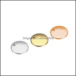 Charms 10/20Mm Stainless Steel Charms Sier Gold Rose Colour Round Shape Stam Blank Tag Pendants For Making Necklace Jewellery 513 H1 Dro Dh7Q9