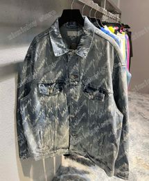 xinxinbuy Men designer Coats Denim Jackets Cursive letter print washing Paris Pullover women blue black XS-L