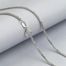 Chains S925 Sweater Chain Necklace 0.8mm 40CM/45CM Length Solid 925 Sterling Silver White Gold Colour