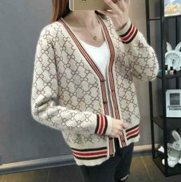 Women Sweater with Buttons Long Sleeve Stripedknitted Cardigan Ladies Arrival Oversize Luxury Warm Sweaters