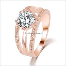 With Side Stones White Copper Rose Gold Plated Solitaire Simple Ring Drop Delivery 2021 Jewelry Vipjewel Dhyra