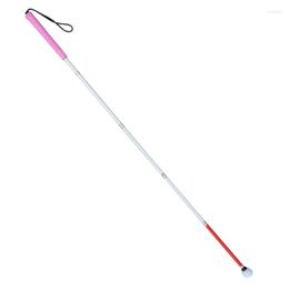 Trekking Poles 105-155cm Aluminum Blind Cane With Pink Handle Reflective Red Folding Walking Stick For People Folds Down 5 Sections