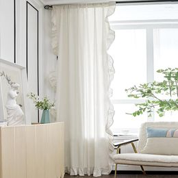 Curtain Semi Blackout Curtains For Living Room Kitchen Bedroom Home Decoration Nordic French Style Simple White Ruffle