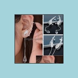 Clip-On Screw Back Clip On Earrings Screw Charm Elegant Angel Wing Crystal Ear Stud Cuff Ears Cuffing Drop Delivery 2021 Je Yydhhome Dh4Ea