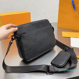 2022 Men Shoulder Bags Luxury Designer Cross Body Handbags Women Crossbody Bag 3 Pieces Set Canvas Leather Chain Handbag Letter Black