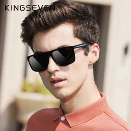 Sunglasses KINGSEVEN BRAND DESIGN Sunglasses Men Male Polarised Sunglasses Driving Vintage TR90 Square Frame Goggles Gafas UV400 T220831