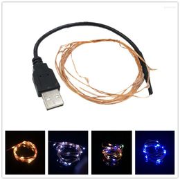 Strings DC 5V 2M 20LED USB Charger LED Strip Light Powered RGB Copper Wire Tape Holiday String Lighting Outdoor Fairy Christmas Tree