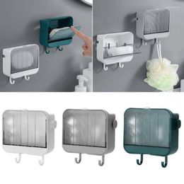 Soap Dishes Punch-free Wall Hanging Storage Box Toilet Bathroom Lid Holder Kitchen Hanger Tool With Rack Hook Household Bathr K0Q5