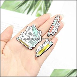 Pins Brooches Originality Pencil Brooch Ornaments Ball Pen Letter Modelling Badge Personality Accessories Baking Paint Insi Sexyhanz Dhfvq