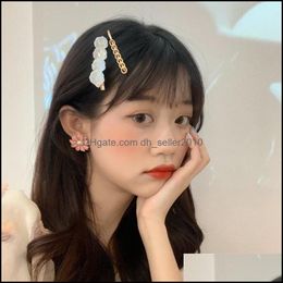 Hair Clips Barrettes Hair Accessories 2Pcs/Set Good Quality Alloy Crystal Barrette Gold Metal Aligator Clip Girls Hair Dhseller2010 Dhyft