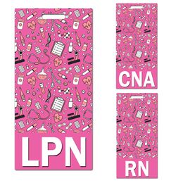 20 Pcs / Lot Fashion Accessories Medical Design Vertical Name Tag PVC Material Name Badges RN CNA LPN Badge Buddy For Nurse Gift