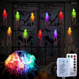 Strings 20LEDs 10LEDs Halloween Skull String Lights LED Ghost Festival Horror Light Remote Control 8 Modes For Holiday Home Party Decor