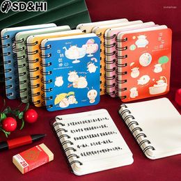 -Простыни мини -катушка карманные блокноты портативные ноутбуки творческие студенческие карикатурные канцелярские канцелярские товары корейские канцелярские товары