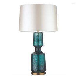 Table Lamps Modern Lamp Glass Metal Base Blue Silver Gold Art Home Decoration Lighting Luxury Nordic Light E27 Bulb