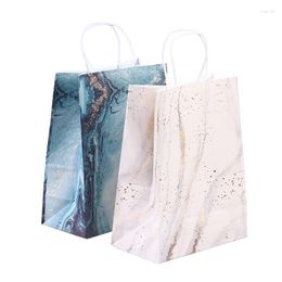 Gift Wrap 5PCS Kraft Paper Bag With Handle Birthday Party Favours Packaging Bags