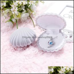 Jewellery Boxes 5 Colour Veet Shell Shape Jewellery Boxes For Pendant Necklaces Women Luxury Wedding Engagement Gift Case Packaging Displa Dhjx4