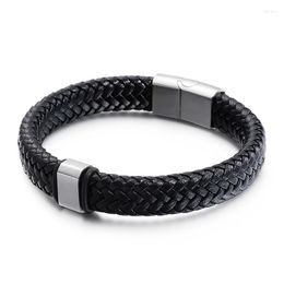 Link Bracelets European And American Fine Jewellery Stainless Steel Hand-woven Leather Men's Bracelet Boyfriend Gift