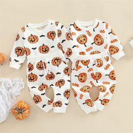 Special Occasions Fashion Baby Halloween Clothing Sets 024M Autumn born Boys Girls Pumpkin Letter Print SweatshirtsPocket Long Pants Outfits 220830