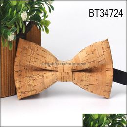 Neck Ties Wood Bow Ties For Men Novelty Male Bark Grain Bowtie Wedding Party Man Neck Wear Accessories Gifts Tie 3639 Q2 Drop Deliver Dhn8X
