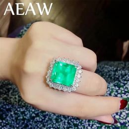 Solitaire Ring Wedding Rings 10 Fine Jewellery Real 9K White Gold AAA Colombian Lab Created Emerald with Gemstone for women 220829